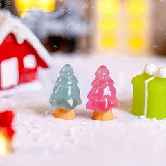 30pcs Christmas Glow Resin Mini Tree Decoration Small Ornaments Aquarium