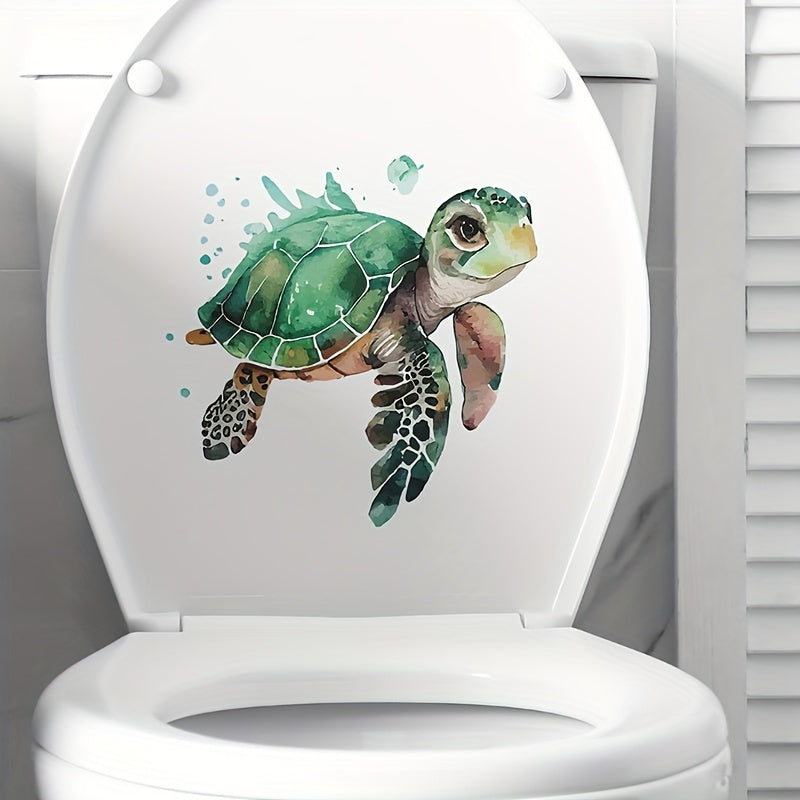 Watercolor Turtle Toilet Sticker Self-adhesive Waterproof PVC 29x11.4inch