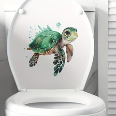 Watercolor Turtle Toilet Sticker Self-adhesive Waterproof PVC 29x11.4inch