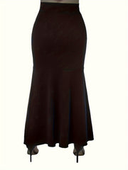 Solid Grommet Detail High Rise Mermaid Skirt