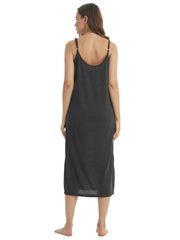 Women's Solid Thin Straps High Fork Pajamas Dress