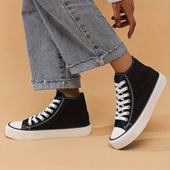 Girl's High Top Solid Skate Shoes Comfy Non Slip Casual Lace Up Platform