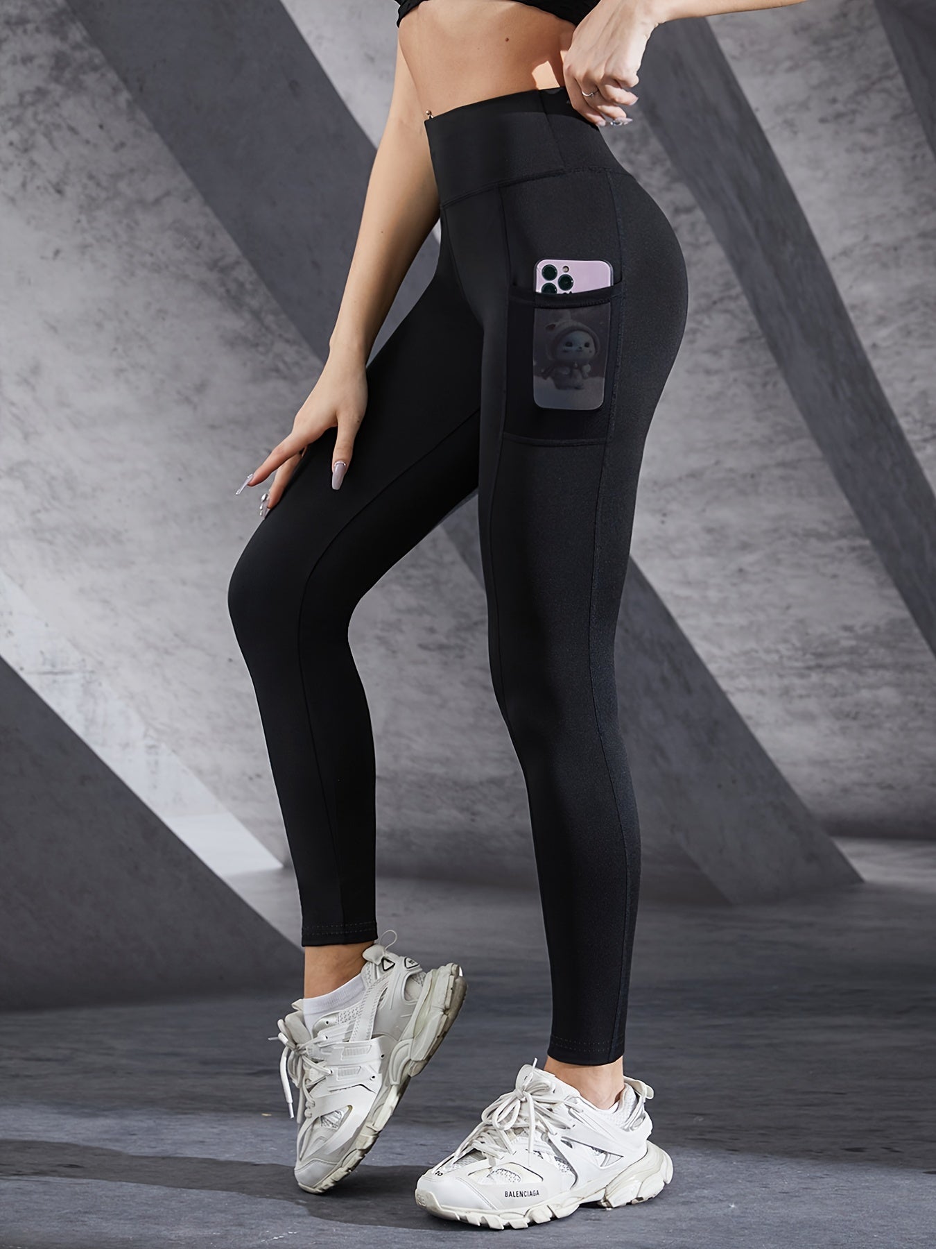 Women's Yoga Leggings with Pocket and Wide Waistband
