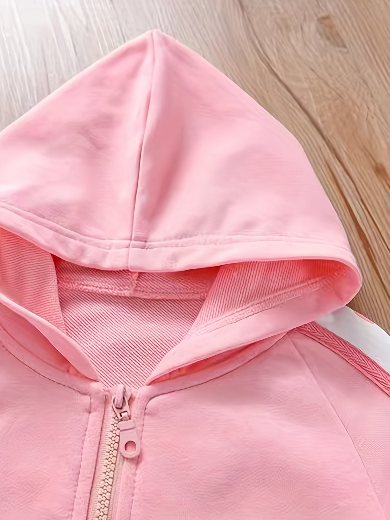 Girl's Cartoon Cat Print Hooded Jacket & Sweatpants Set