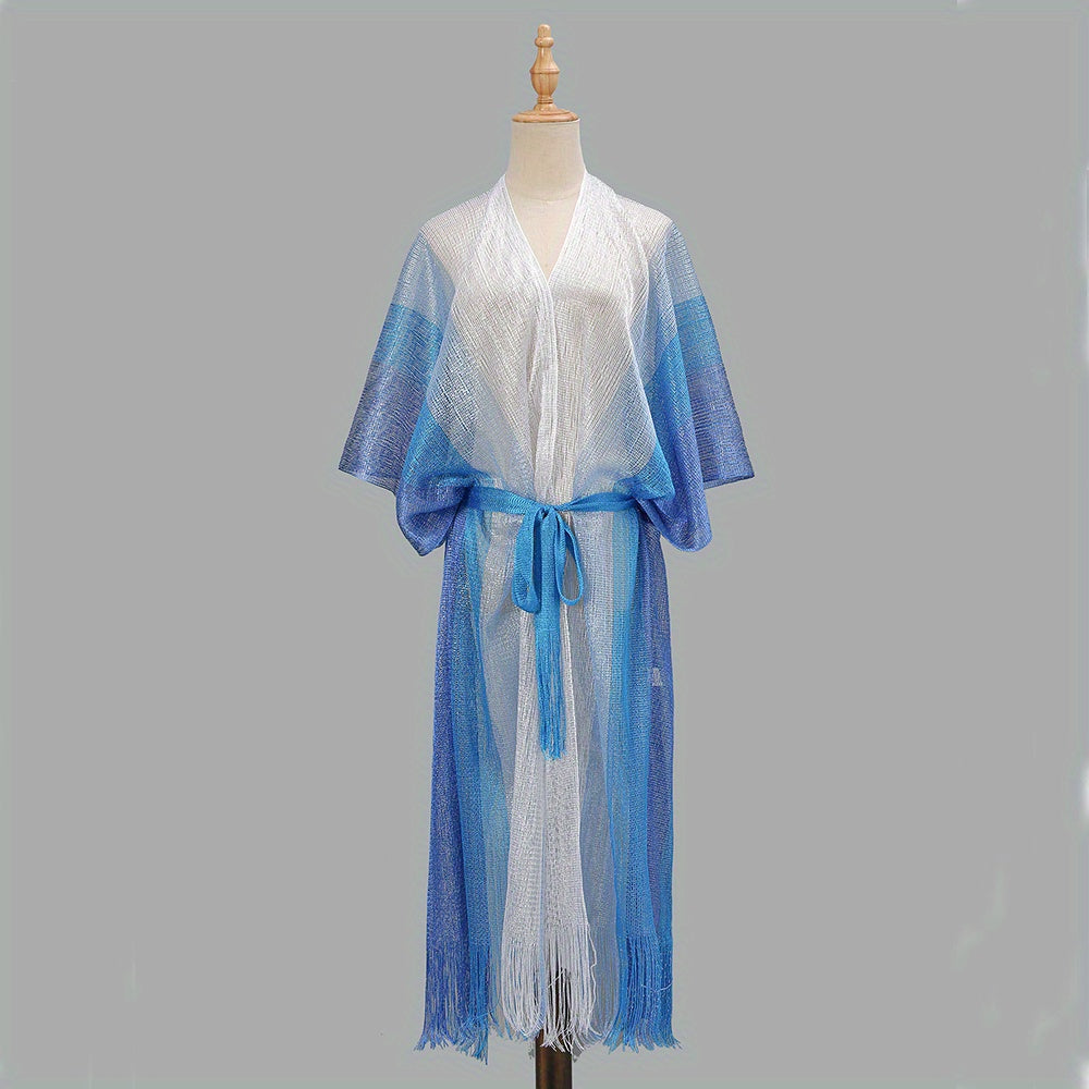 Gradient Block Large Shawl Bikini Swimsuit Sunscreen Cover Up