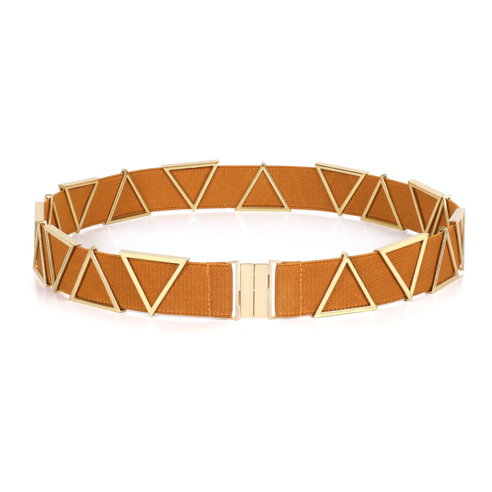Women's High Waist Elastic Stretch Belt Vintage Metal Buckle Dress Belts