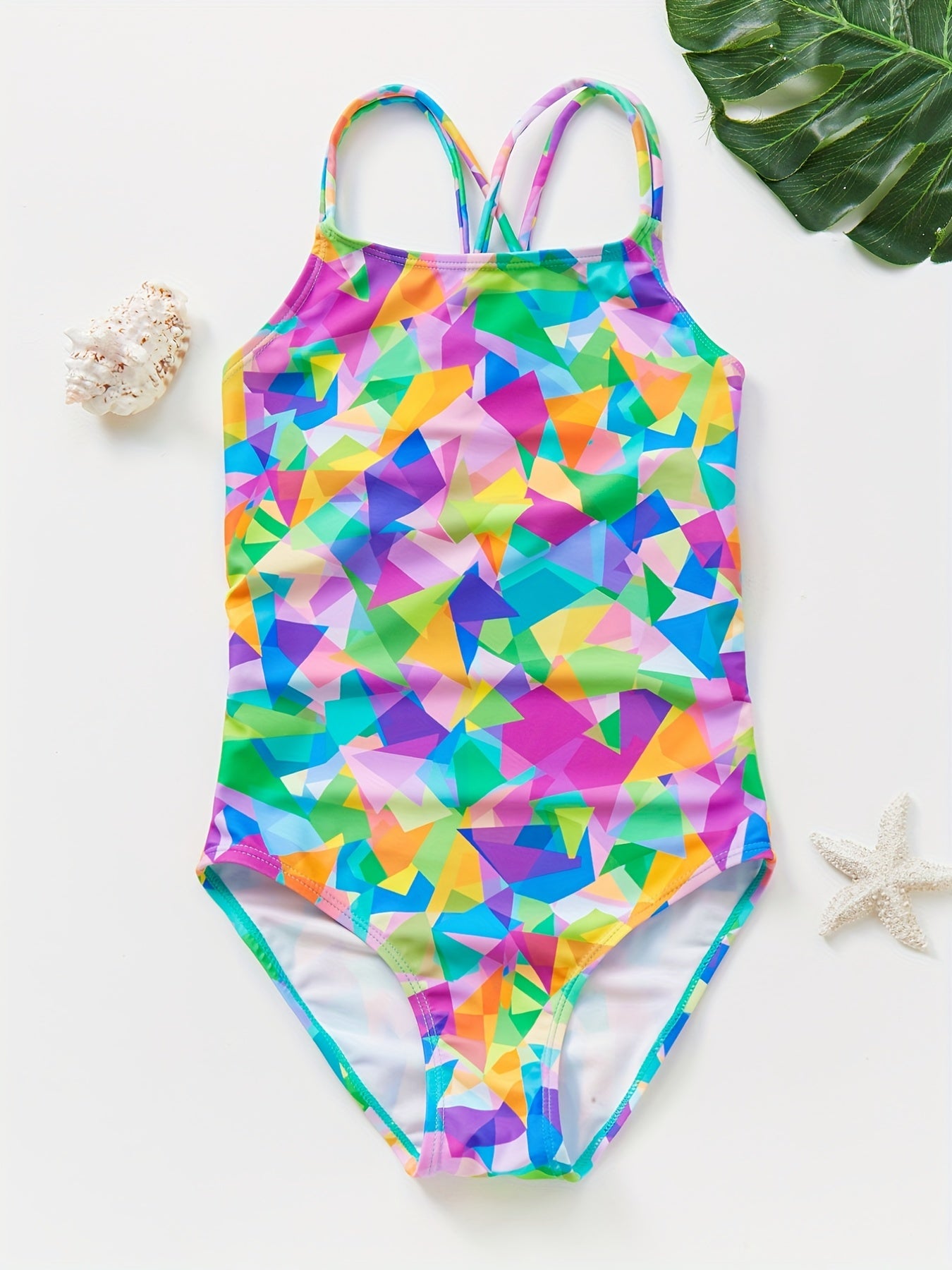 Girl's Geometric Print Tankini Swimsuit