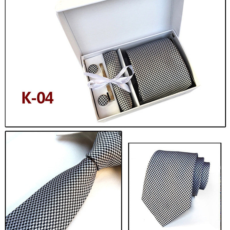 Men's Flower Striped Necktie Set with Accessories