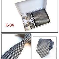 Men's Flower Striped Necktie Set with Accessories