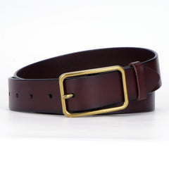 Leather Belt Rectangular Pin Buckle Vintage Solid Unisex Casual
