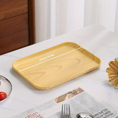 Wood Grain Rectangular Serving Platter Raised Edge Display Platter