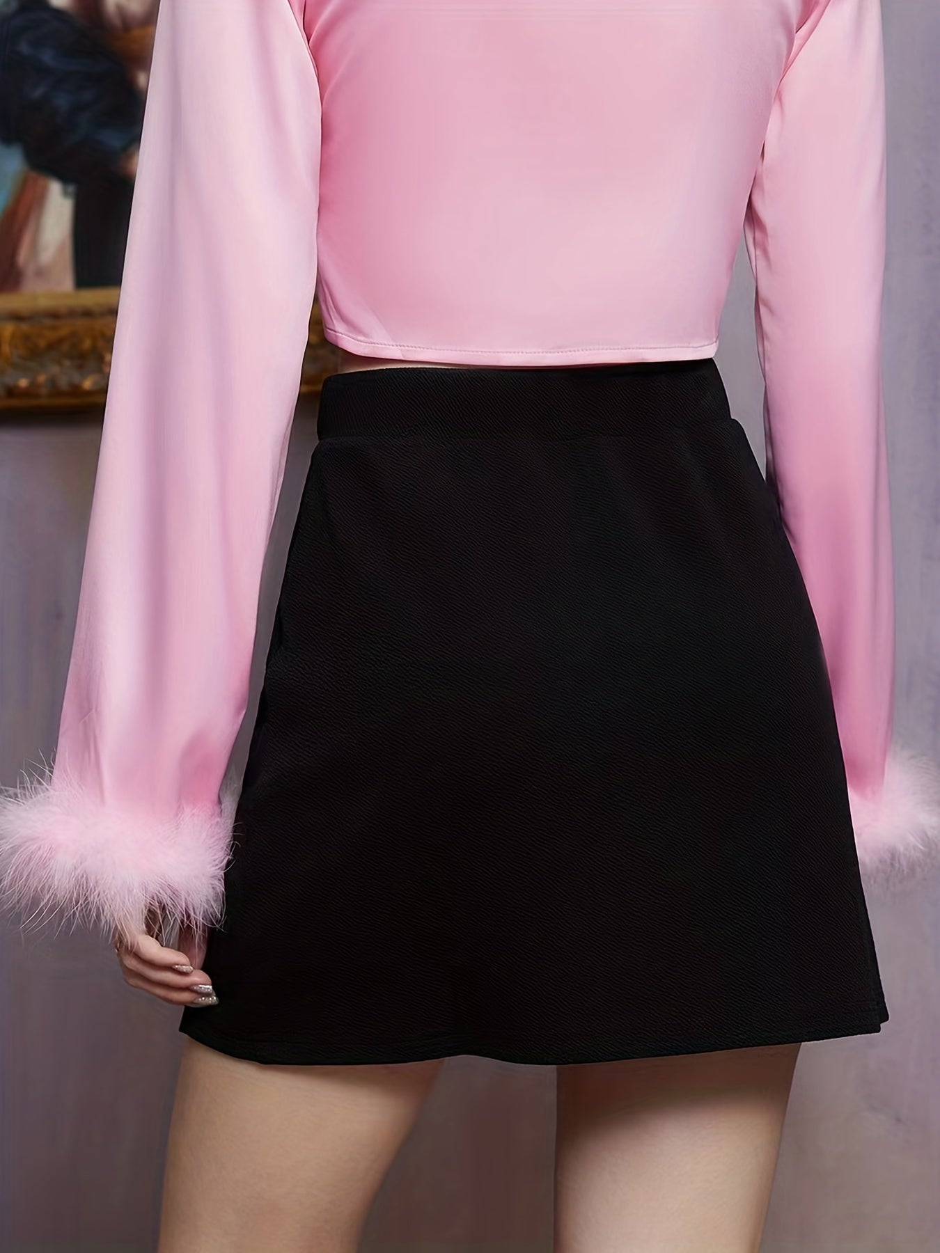 High Waist Button Bodycon Skirt, Fall Winter Crop
