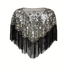 Glitter Tassel Shawl Sequin Embroidery Wrap Decorative Dress Cape Bridal Shawl
