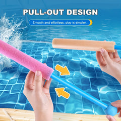 6 Pack Pull Out Water Spray Toy Foam Water Gun Beach Pool Toys