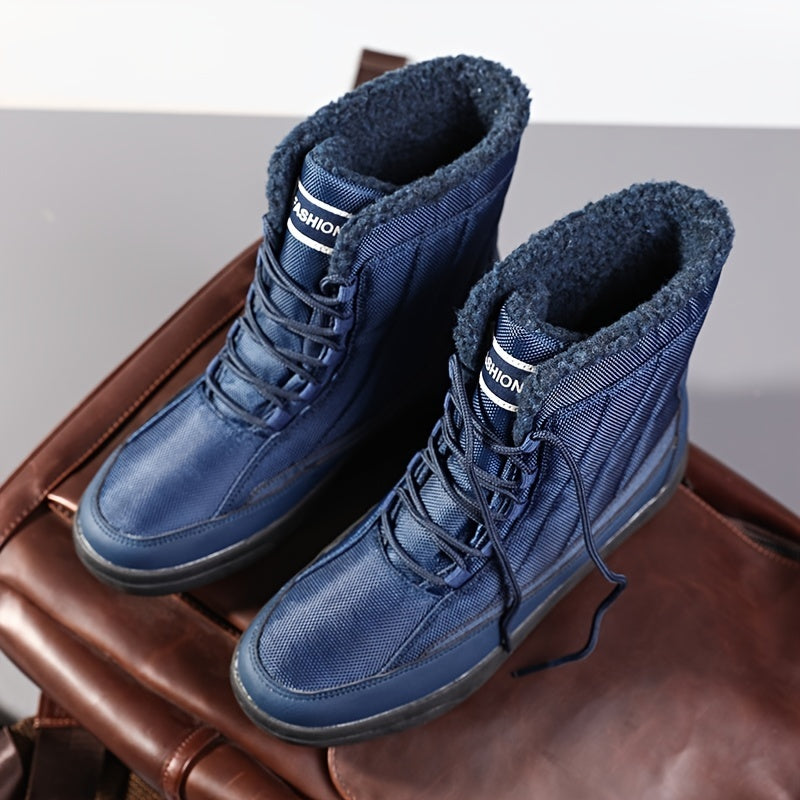 Men's Warm Fleece High Top Snow Boots For Hiking Camping