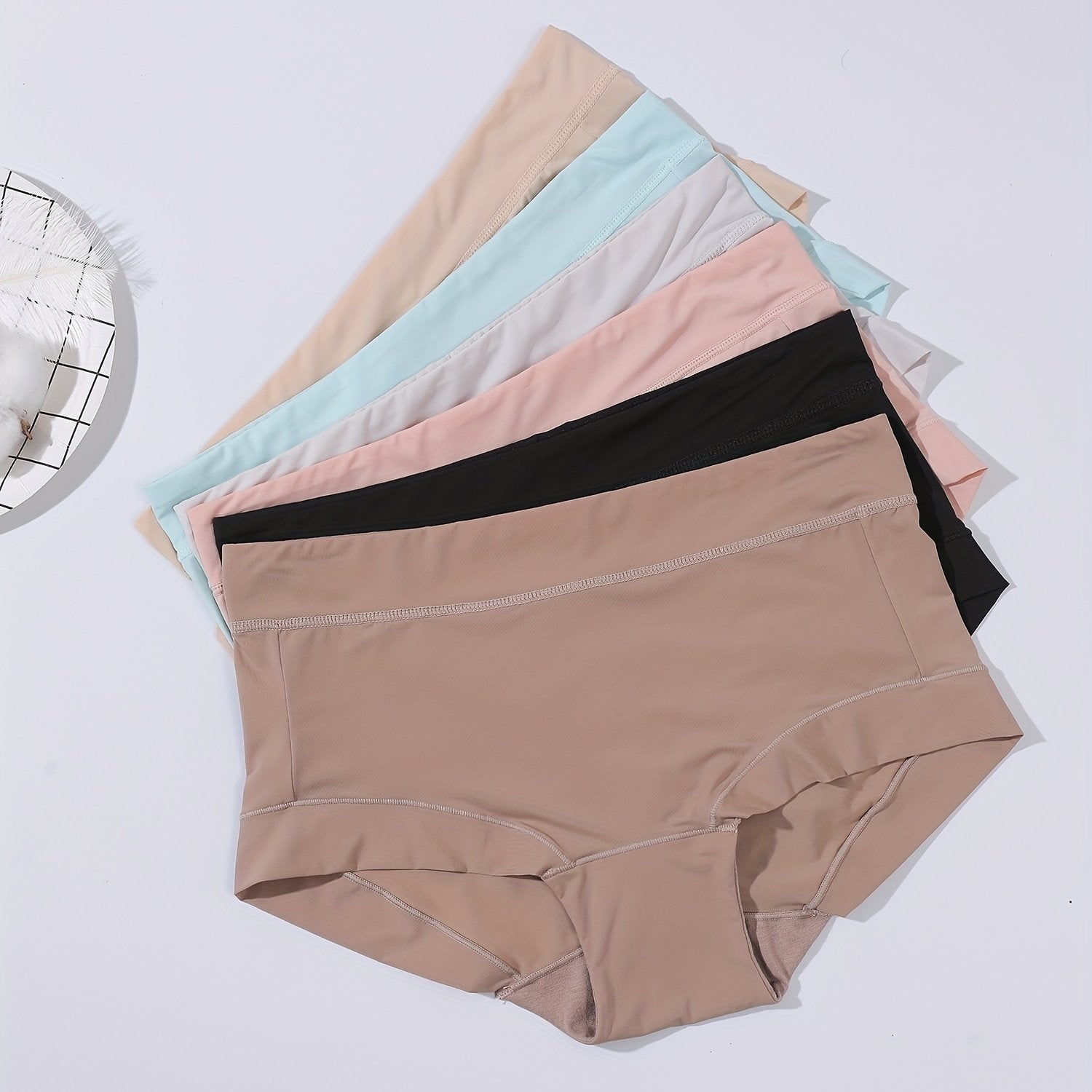 6pcs Seamless Solid Briefs Breathable Intimates Panties