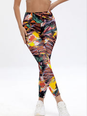 Block Print Yoga Pants High Elastic Leggings Women's Activewear