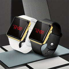2pcs Square LED Digital Electronic Watch Unisex
