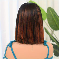 Ombre Short Straight Bob Cut Wig 4x4 Lace Front Human Hair Wig