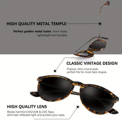 Polarized Round Frame Sunglasses Vintage Style for Men and Women