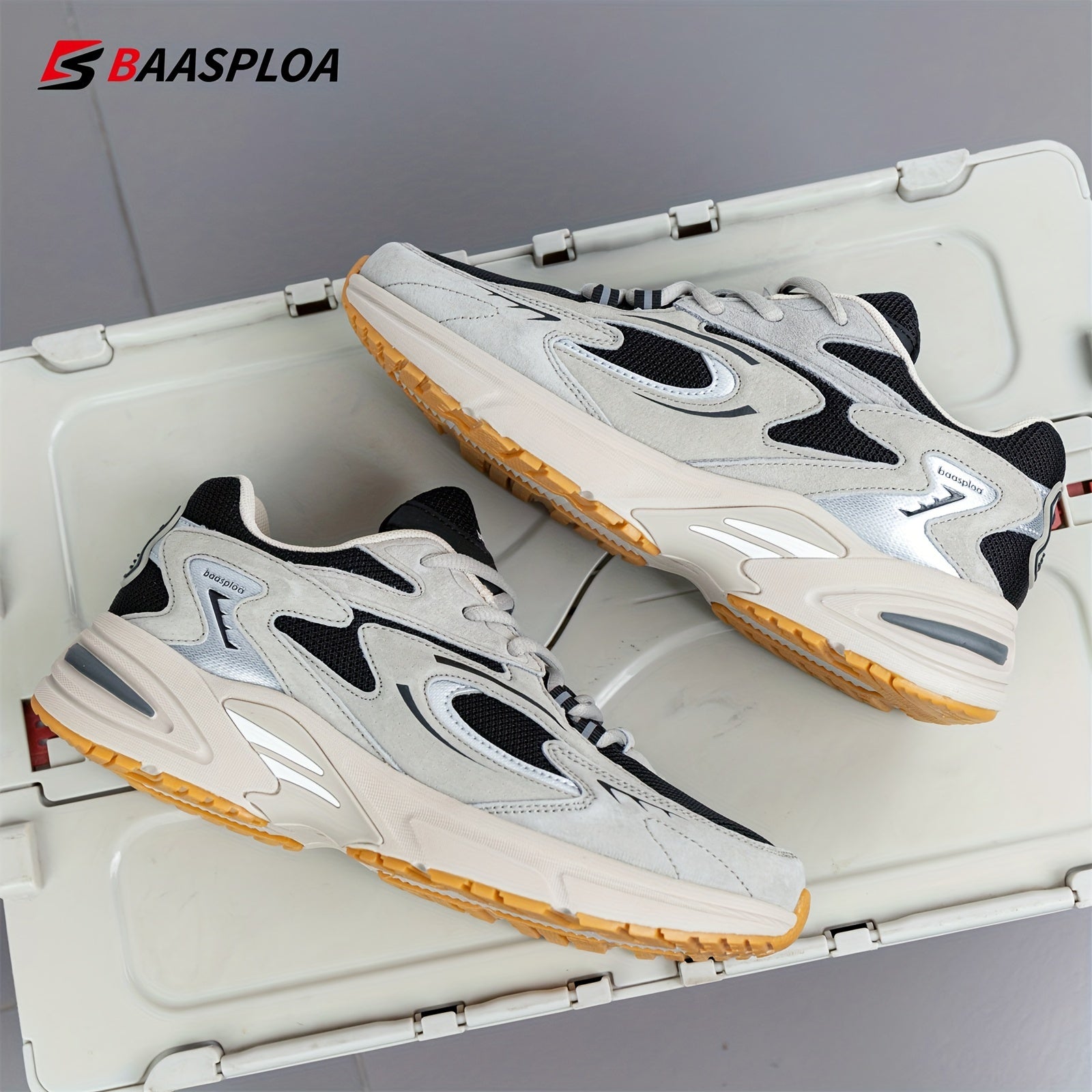 Baasploa Men's Vintage Chunky Shoes Non Slip Sneakers For Outdoor Activities