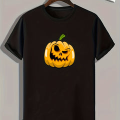 Halloween Pumpkin Print Men's Tee Casual Comfy Shirt