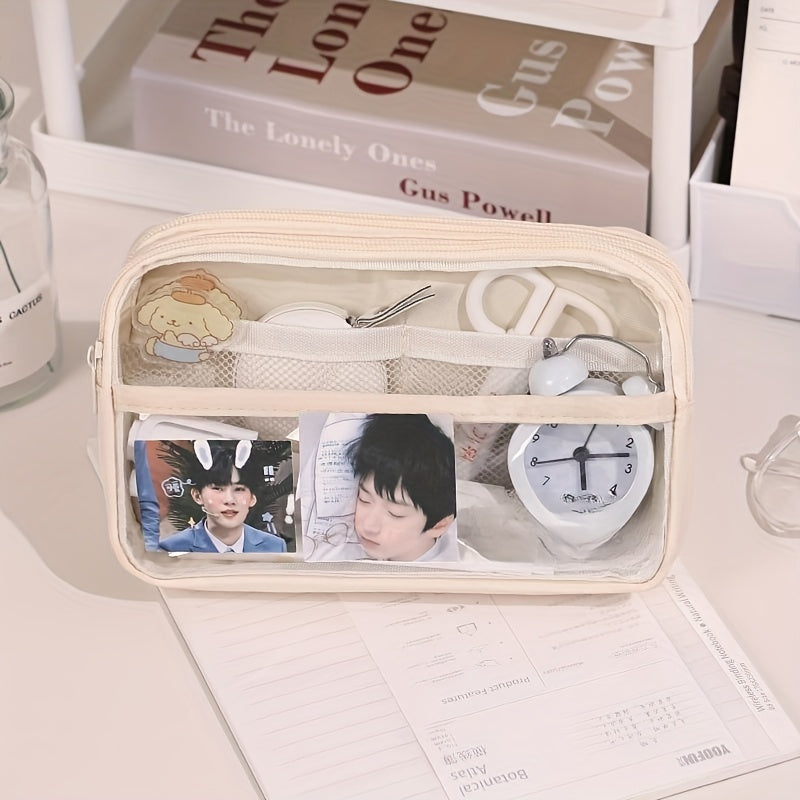 Transparent Pencil Case Stationery Box 2pcs Set