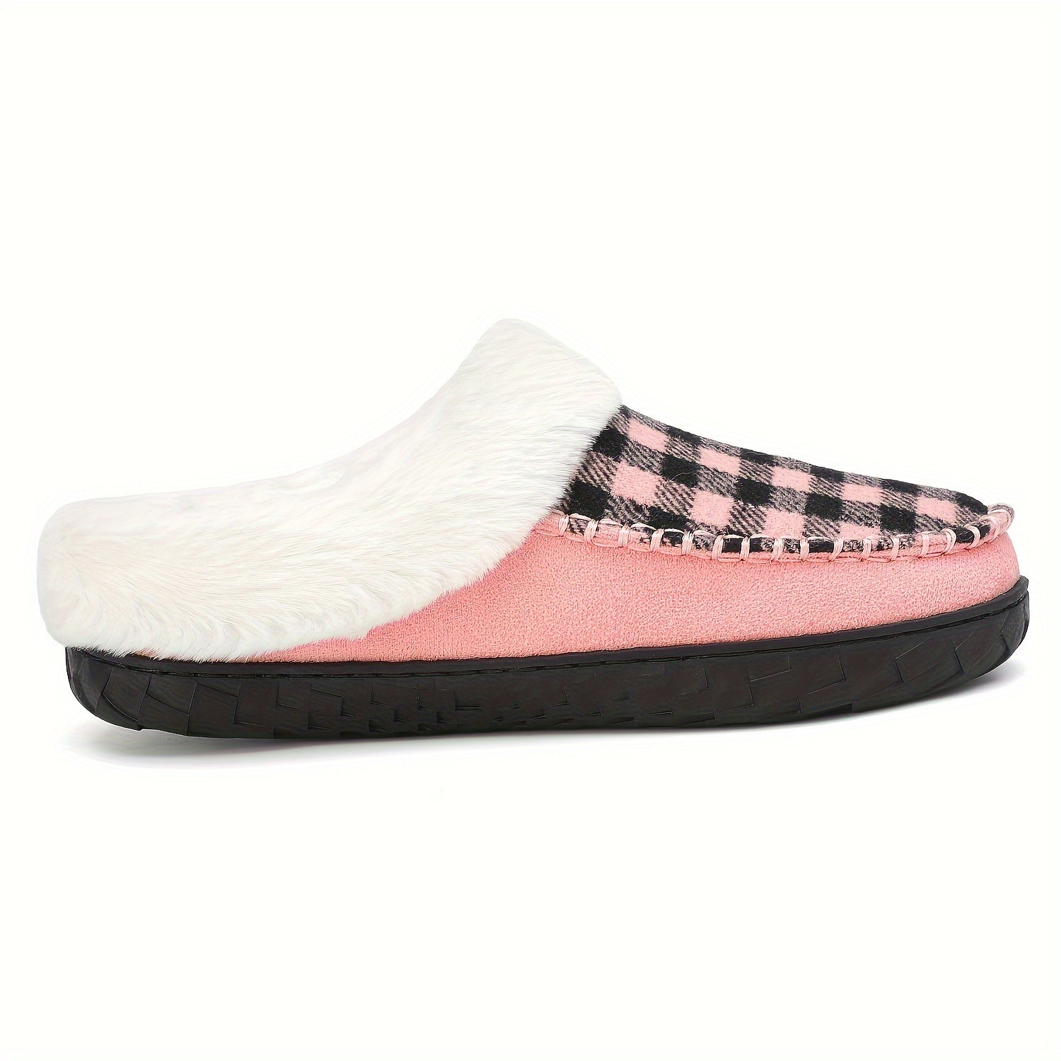 Plaid Plush Lined Thermal Furry Snow Shoes Fall Winter Keep Warm Comfortable