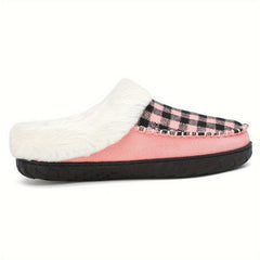 Plaid Plush Lined Thermal Furry Snow Shoes Fall Winter Keep Warm Comfortable