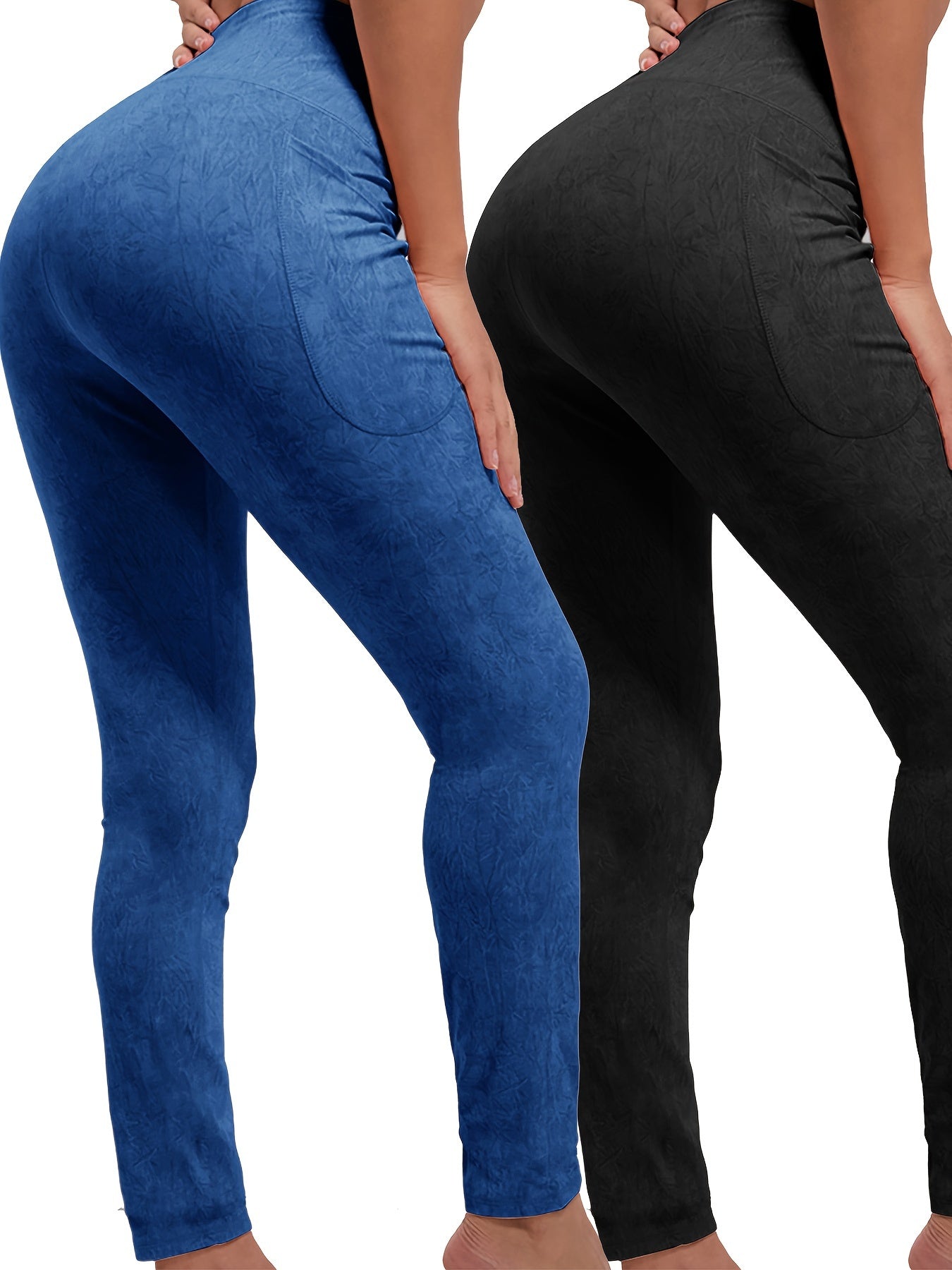2pcs Butt Lifting Yoga Leggings With Pocket High Stretch Running Sports Tight