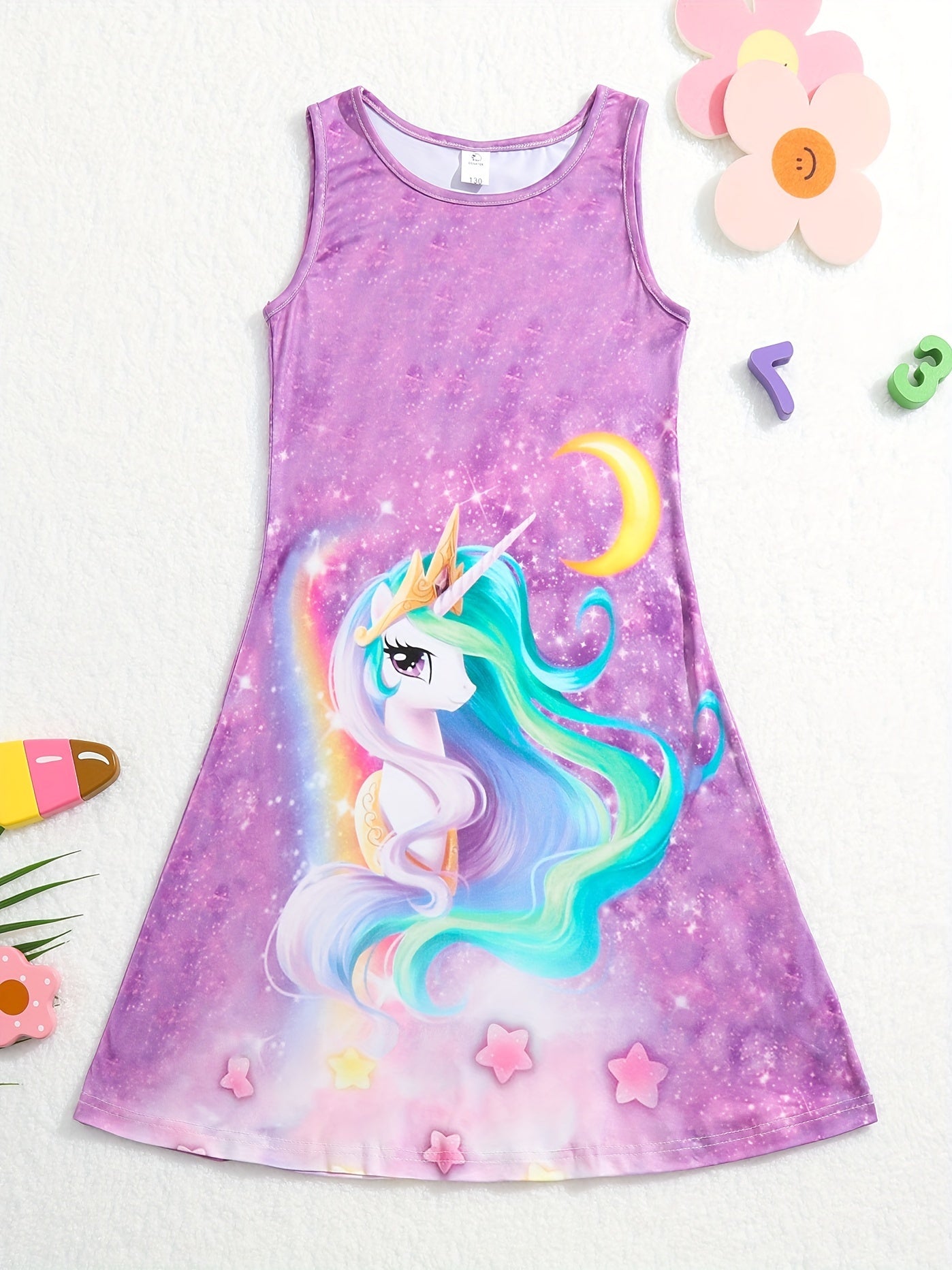 Rainbow Pony 3D Print Dress for Girls