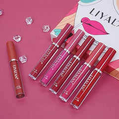 LIYALAN 6 Colors Matte Liquid Lipstick Set - Waterproof Long Lasting Nude Shades