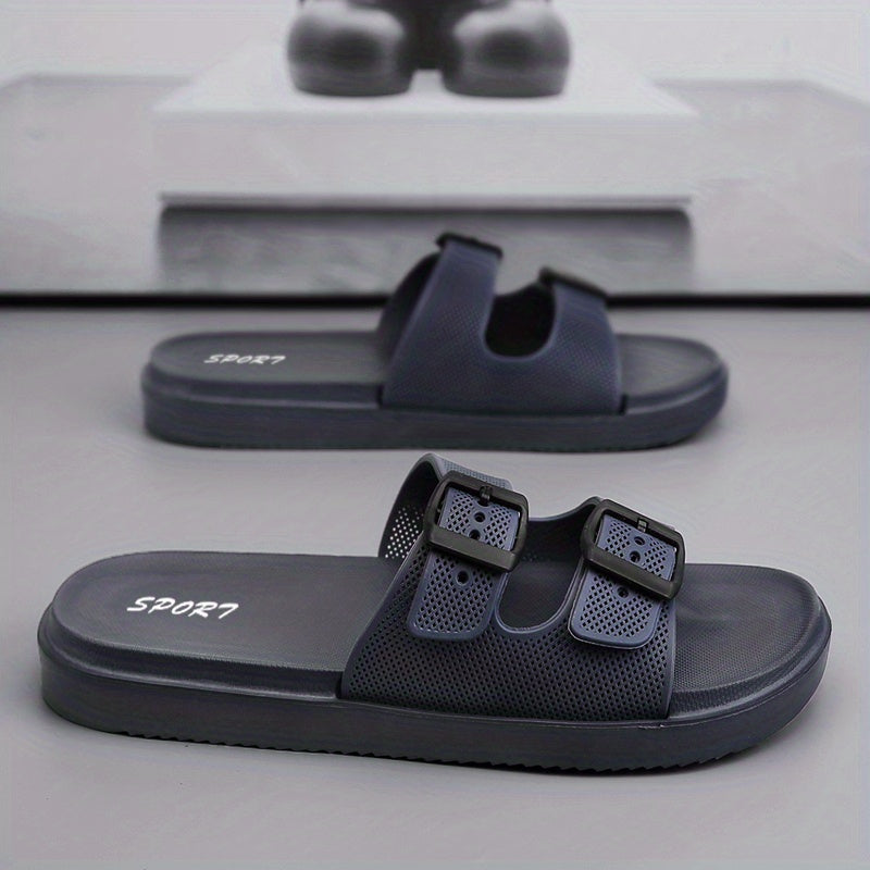 Men's Buckle Slides Non-Slip Slippers Open Toe Shoes