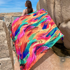 Feather Pattern Scarf Shawl Casual Head Wrap Gift For Mother's