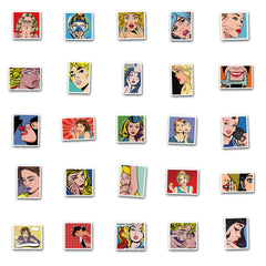 50pcs Pop Style Comic Character Stickers - Phone Cup Computer Decor