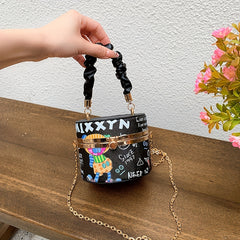Mini Graffiti Handbag Cartoon Print Crossbody Bag Women's Stylish Purse