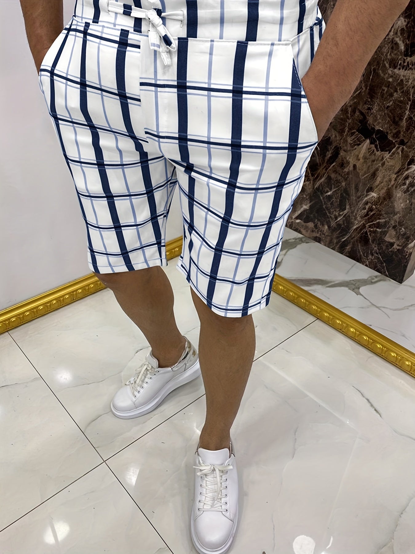 Men's Comfy Active Shorts, Stretch Waist Drawstring Shorts