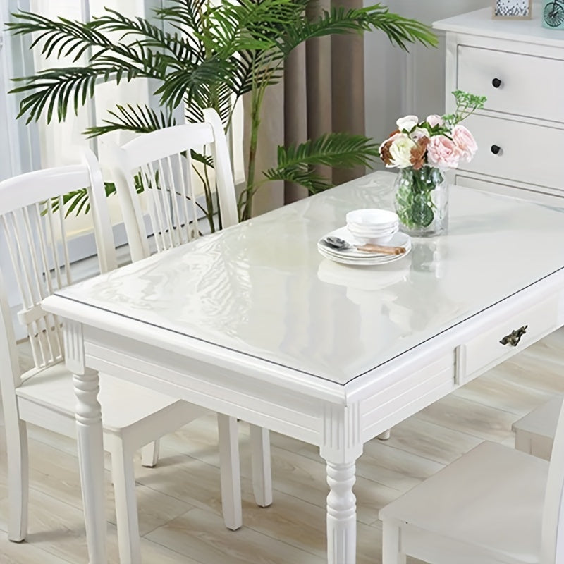 Polyester Square Tablecloth Desk Mat Clear PVC Table Cover