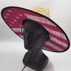 Tropical Flower Print Straw Hat with Windproof String