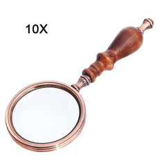Vintage Magnifying Glass Wooden Handle Retro Handheld Magnifier