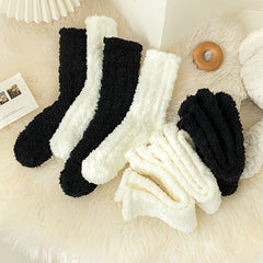 6 Pairs Fuzzy Socks Warm Mid Tube Stockings Women's Hosiery