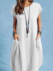 Basic Dress Women's Plus Short Sleeve Maxi Dress With Pockets
