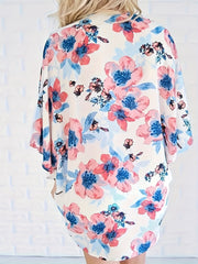 Women's Plus Floral Print Long Sleeve Loose Cardigan Top