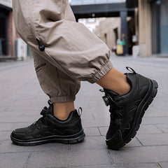 Boy's Solid Sneakers with Rotating Buckle Soft Sole Shoes