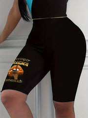 Grandma Letter Print Biker Shorts for Women