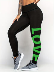 Letter Pattern Yoga Pants High Stretch Fitness Leggings