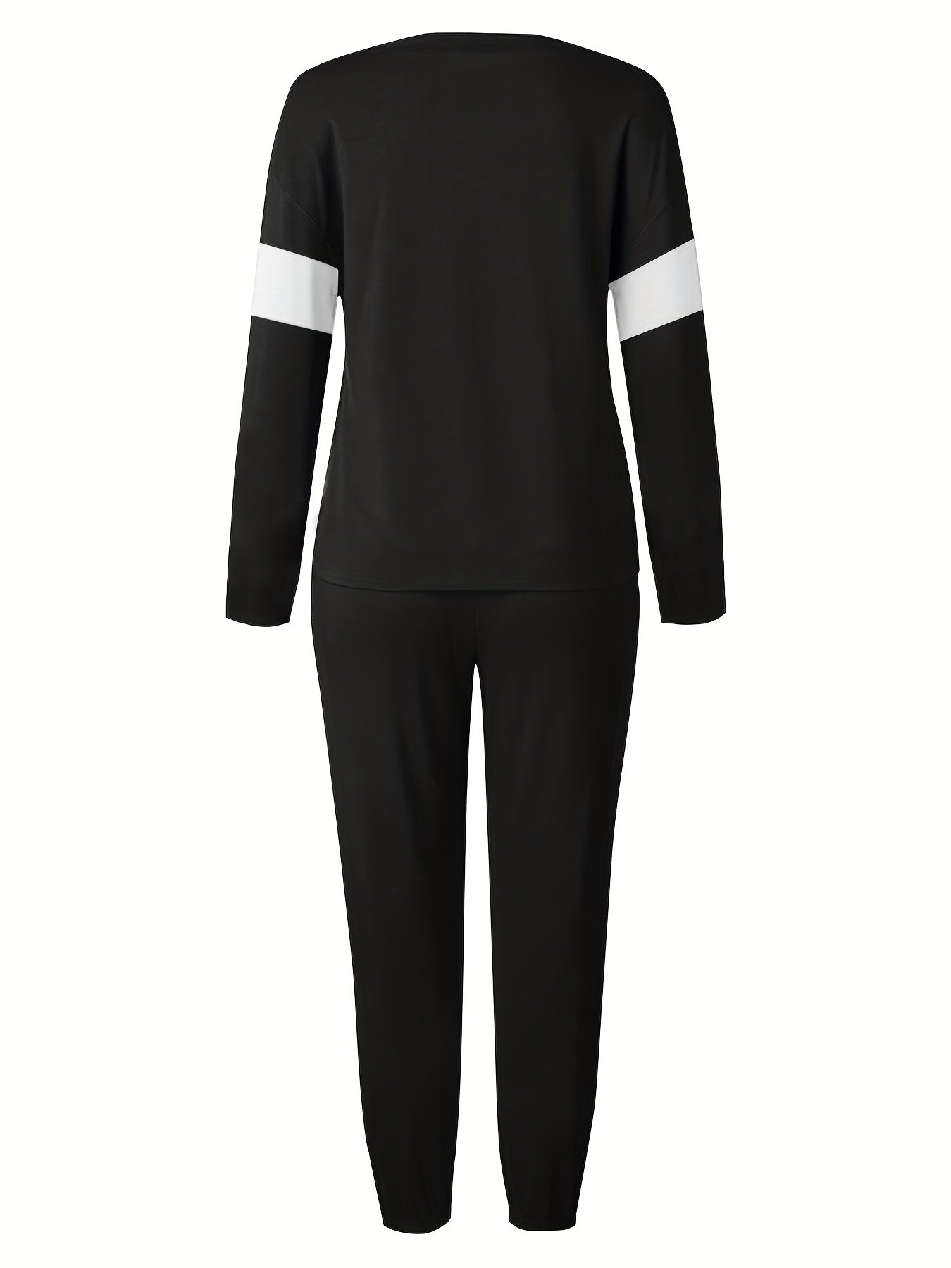Women's Plus Stiped Long Sleeve Pullover Top & Joggers Set