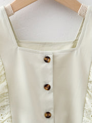 Toddler Girls Eyelet Embroidery Button Peplum Blouse Top