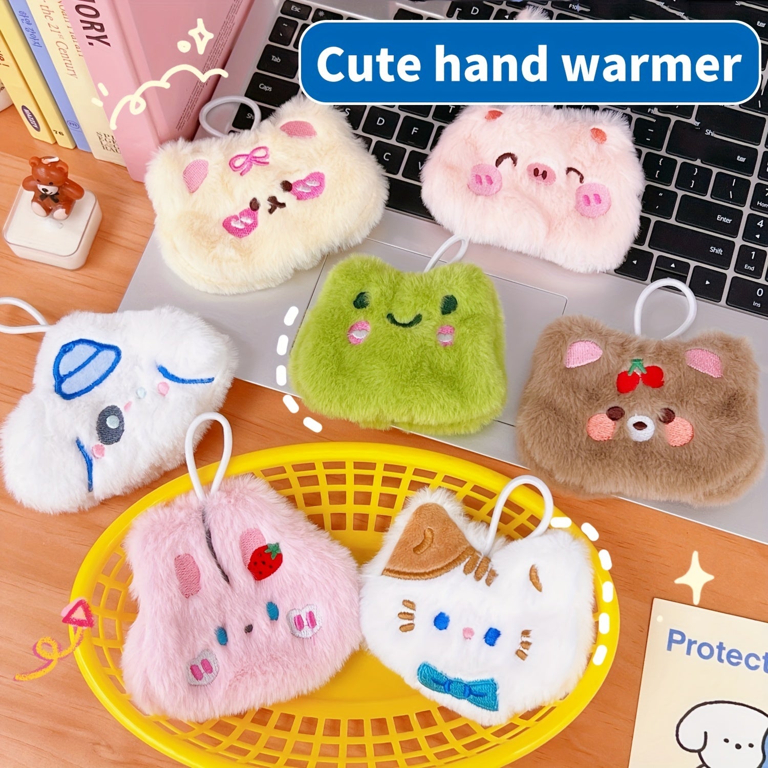 Portable Plush Hand Warmer with 4 Replacement Cores for Winter