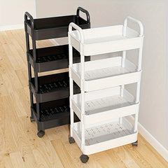 4 Layer Plastic Rolling Utility Car with Handles Multifunctional Storage Trolley